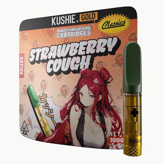 Kushie Brand - Strawberry Cough (Sativa) - Kushie+ Gold 1G Vape Cartridge - 1
