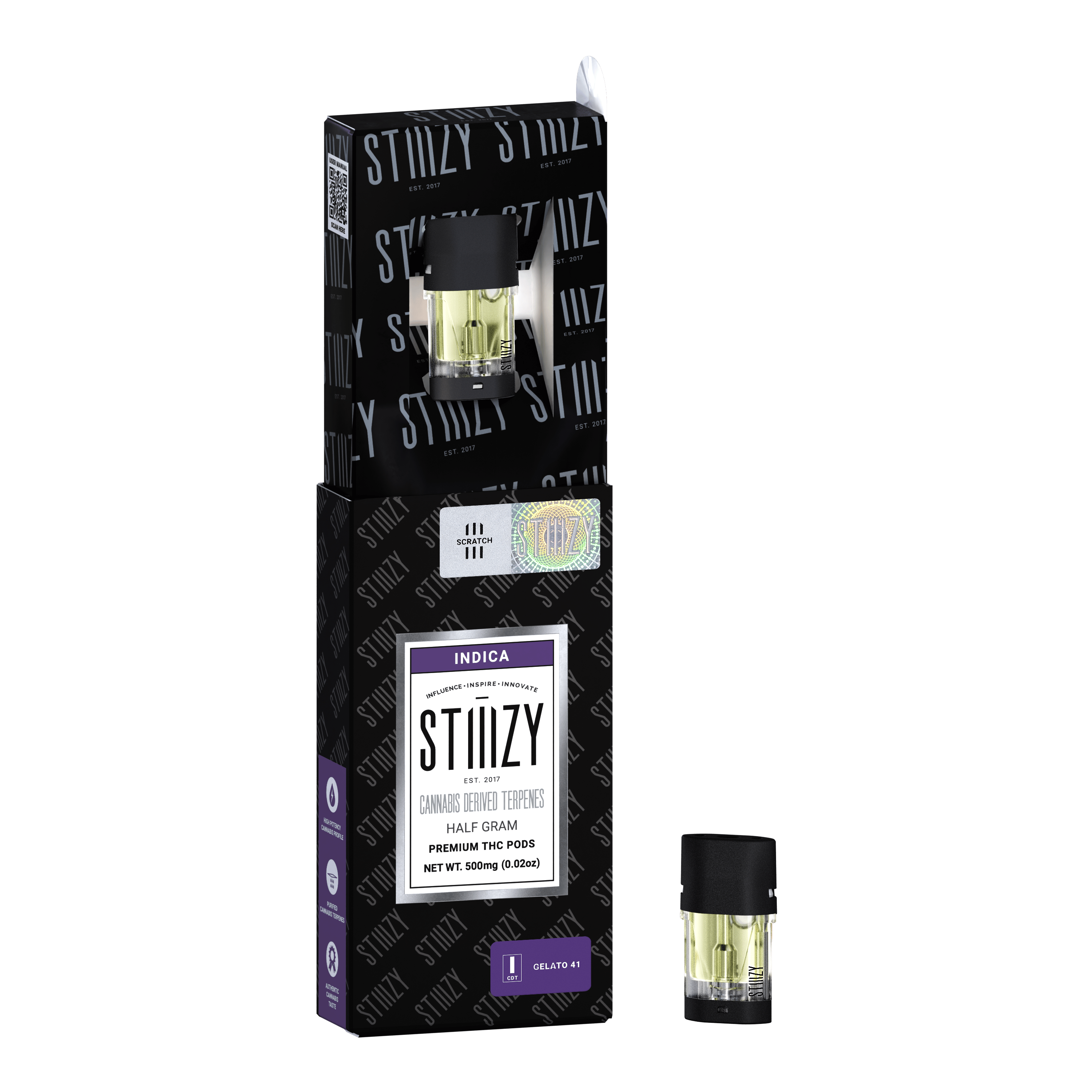 STIIIZY - GELATO 41 - CANNABIS DERIVED TERPENES POD .5G - IL - 1