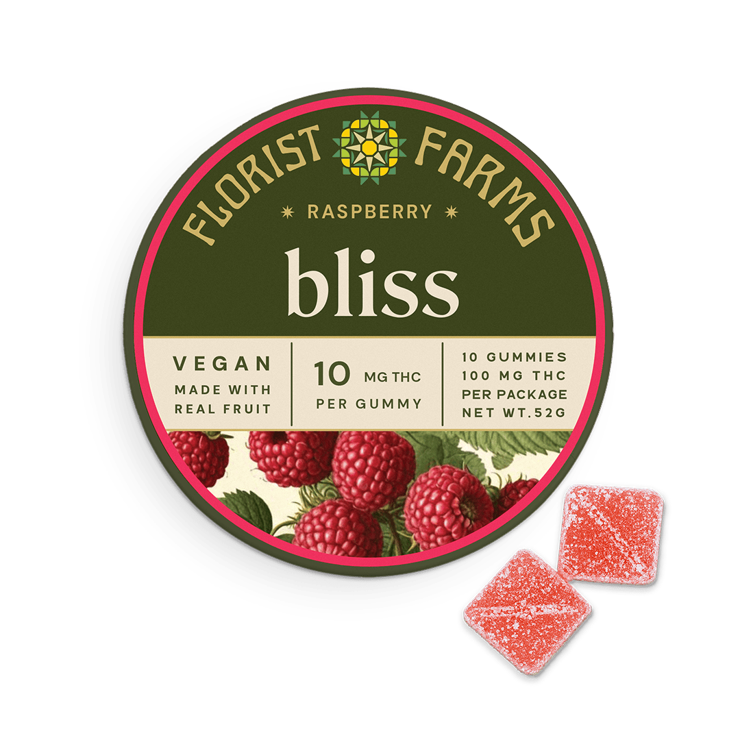 Florist Farms - Florist Farms | Bliss Raspberry Gummies | 100mg | 10ct | 10mg/ea - 1