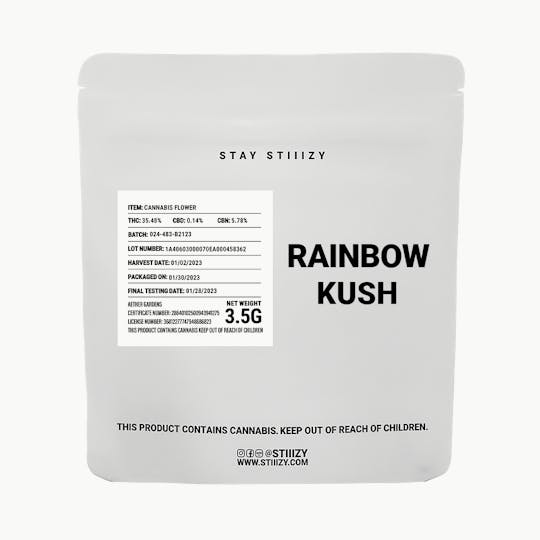 STIIIZY - - RAINBOW KUSH - 3.5G White Label Mylar - 1