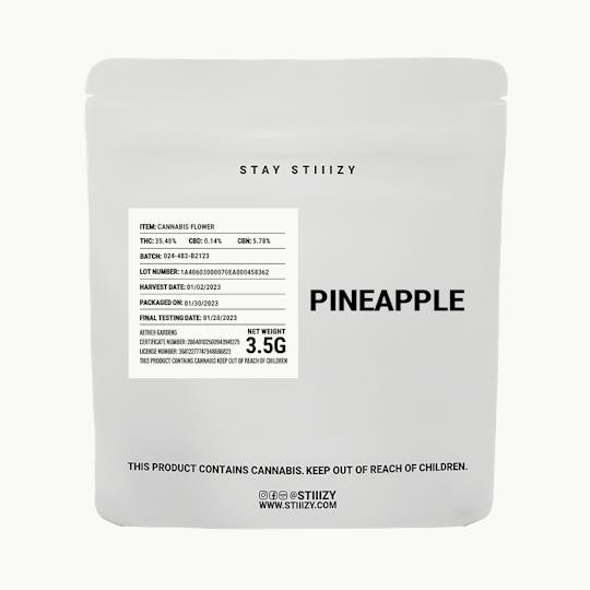 STIIIZY - - PINEAPPLE - 3.5G White Label Mylar - 1