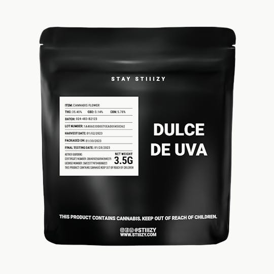 STIIIZY - - DULCE DE UVA - 3.5G Black Label Mylar - 1