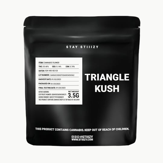 STIIIZY - - TRIANGLE KUSH - 3.5G Black Label Mylar - 1
