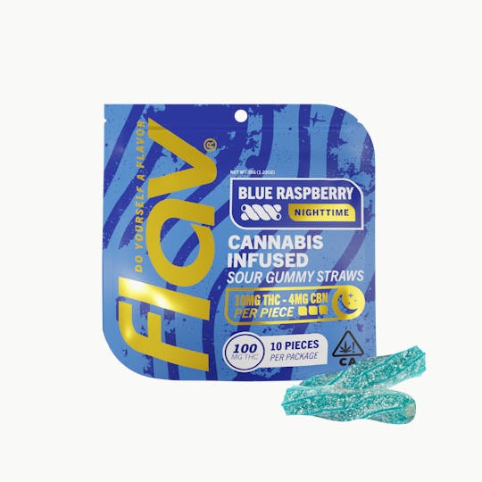 Flav - Blue Raspberry - Nighttime Gummy Straws - 100mg - 1