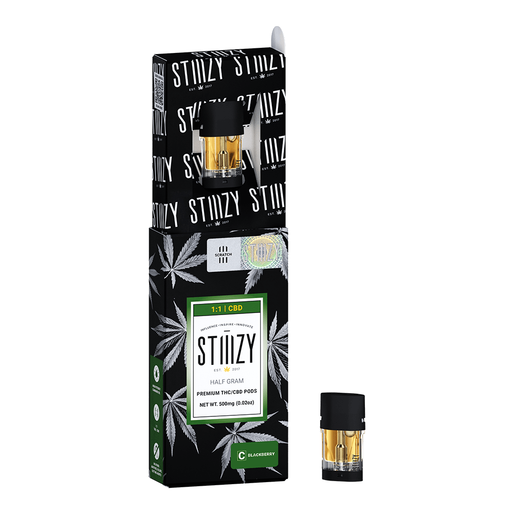 STIIIZY - Vape Cartridge - BLACKBERRY .5G 1:1 (CBD/THC) Original Pod - STIIIZY - 1