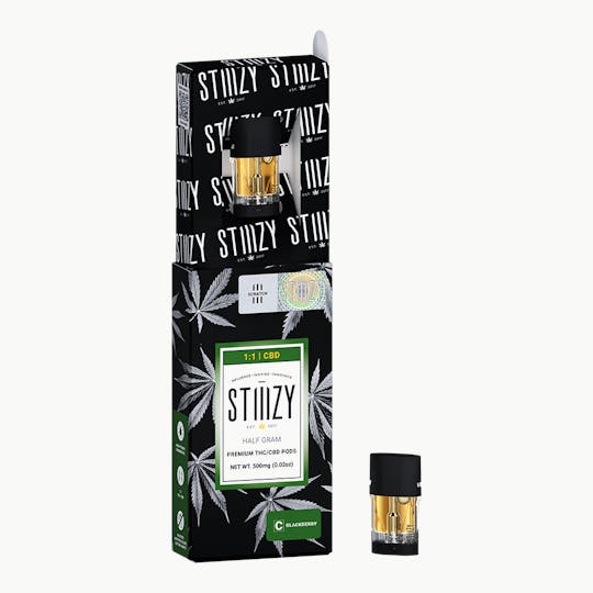 STIIIZY - Vape Cartridge - BLACKBERRY .5G 1:1 (CBD/THC) Original Pod - STIIIZY - 1