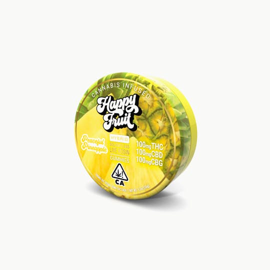 Happy Fruit - Peaceful Pineapple Rosin Gummies - 100mg THC + 100mg CBD + 100mg CBG - 1