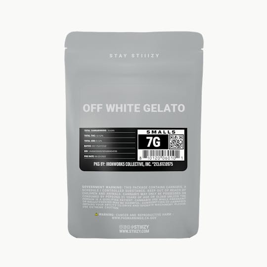 STIIIZY - - OFF WHITE GELATO - 7G Grey Label Mylar - 1