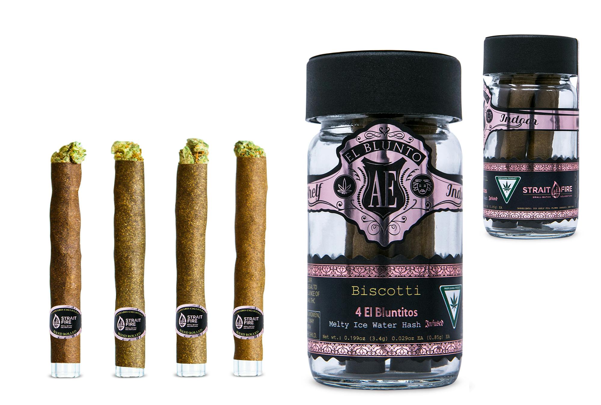 El Blunto by Albert Einstone's - El Bluntito 4pk x Strait Fire - Hash - Biscotti - 4 x .85G [Mini Blunt] - 1