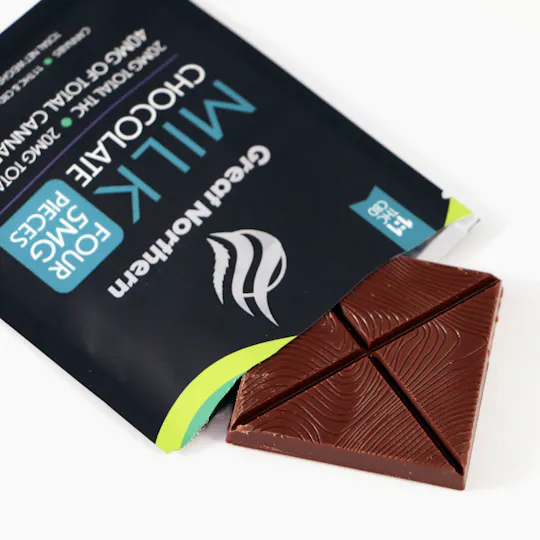 Great Northern Cannabis - Great Northern Cannabis 20mg Milk Chocolate Square (Indica) 1:1 THC:CBD - 1