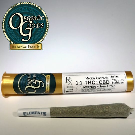 Organic Goods - Organic Goods 1:1 THC : CBD Pre-Roll Smarties x Sour Lifter CBD 1 G - 1