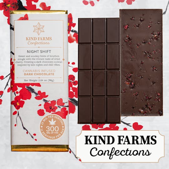 Kind Farms Reserve - Dark Chocolate Bourbon Cherry Bar 300mg THC - Kind Farms Confections - 1