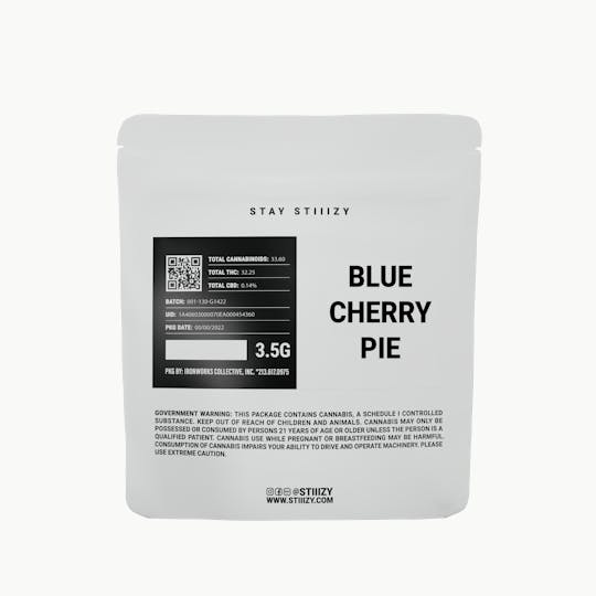 STIIIZY - - BLUE CHERRY PIE - 3.5G White Label Mylar - 1