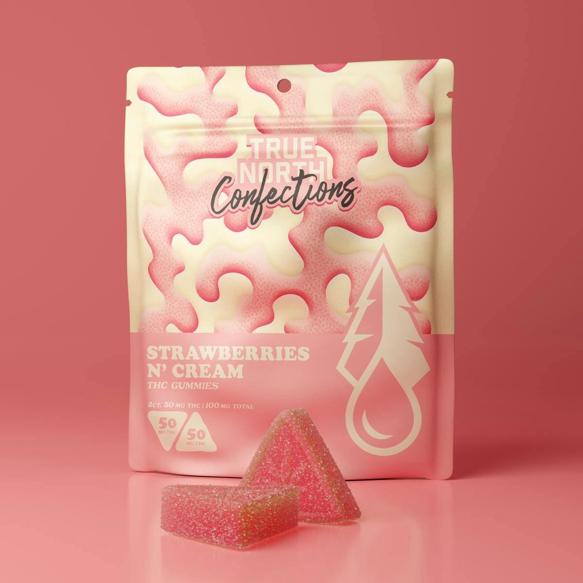 True North Collective MI - True North | Strawberries N' Cream Gummies | 100mg | 2ct | 50mg/ea - 1