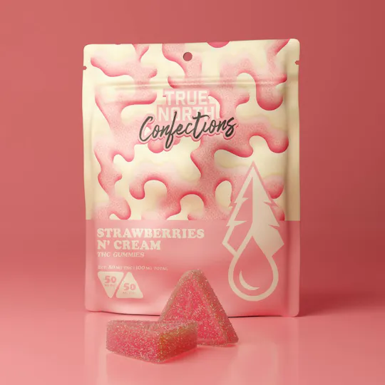 True North Collective MI - True North | Strawberries N' Cream Gummies | 100mg | 2ct | 50mg/ea - 1