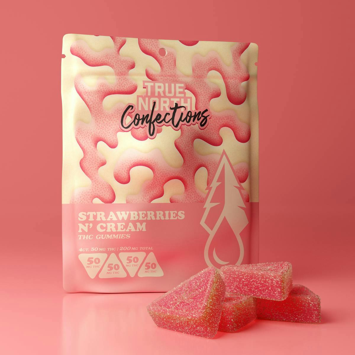 True North Collective MI - True North | Strawberries N' Cream Gummies | 200mg | 4ct | 50mg/ea - 1