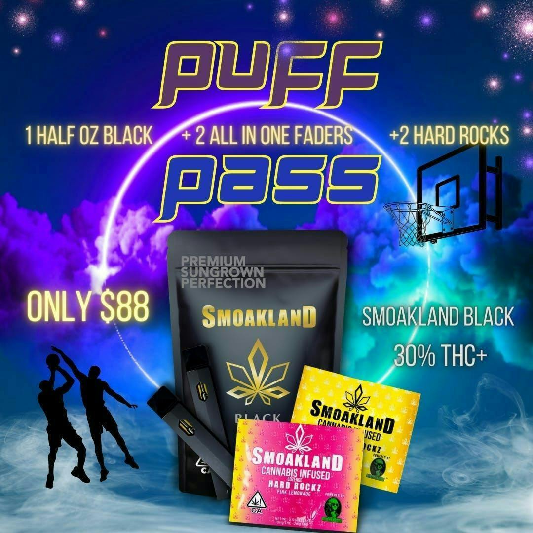 Smoakland - Puff and Pass - 1/2OZ Black, 2 (1g) All-In-One Faderz, 2 HardRockz | $88 - 1