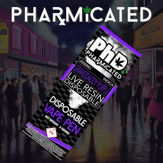 Pharmicated - PhD 2 Gram Disposable Resin Vape Cart - Granddaddy Purple (I) - 1