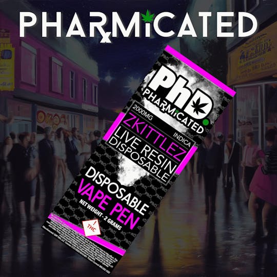 Pharmicated - PhD 2 Gram Disposable Resin Vape Cart - Zkittlez (H) - 1