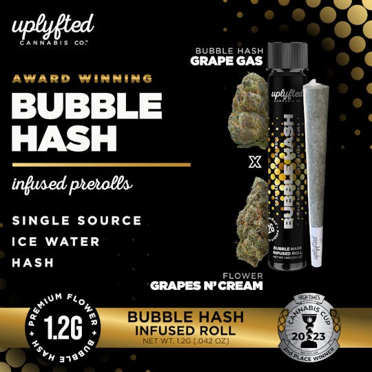 Uplyfted Cannabis Co - 1.2g Bubble Hash Infused Pre-Roll - Grape Gas x Grapes N' Cream - 1