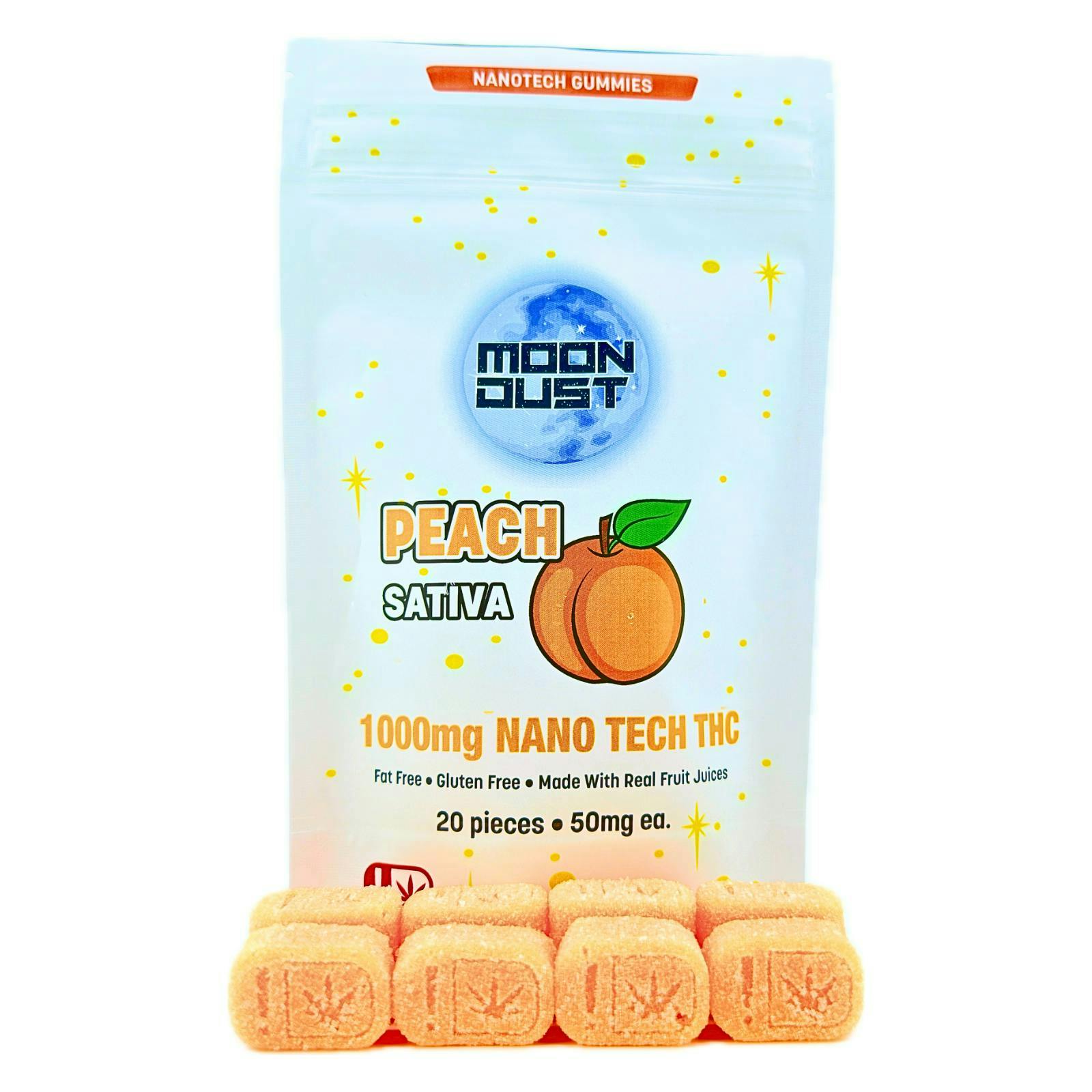 MOON DUST - Moon Dust | Peach Nano Gummies | 1000mg | 20ct | 50mg/ea - 1