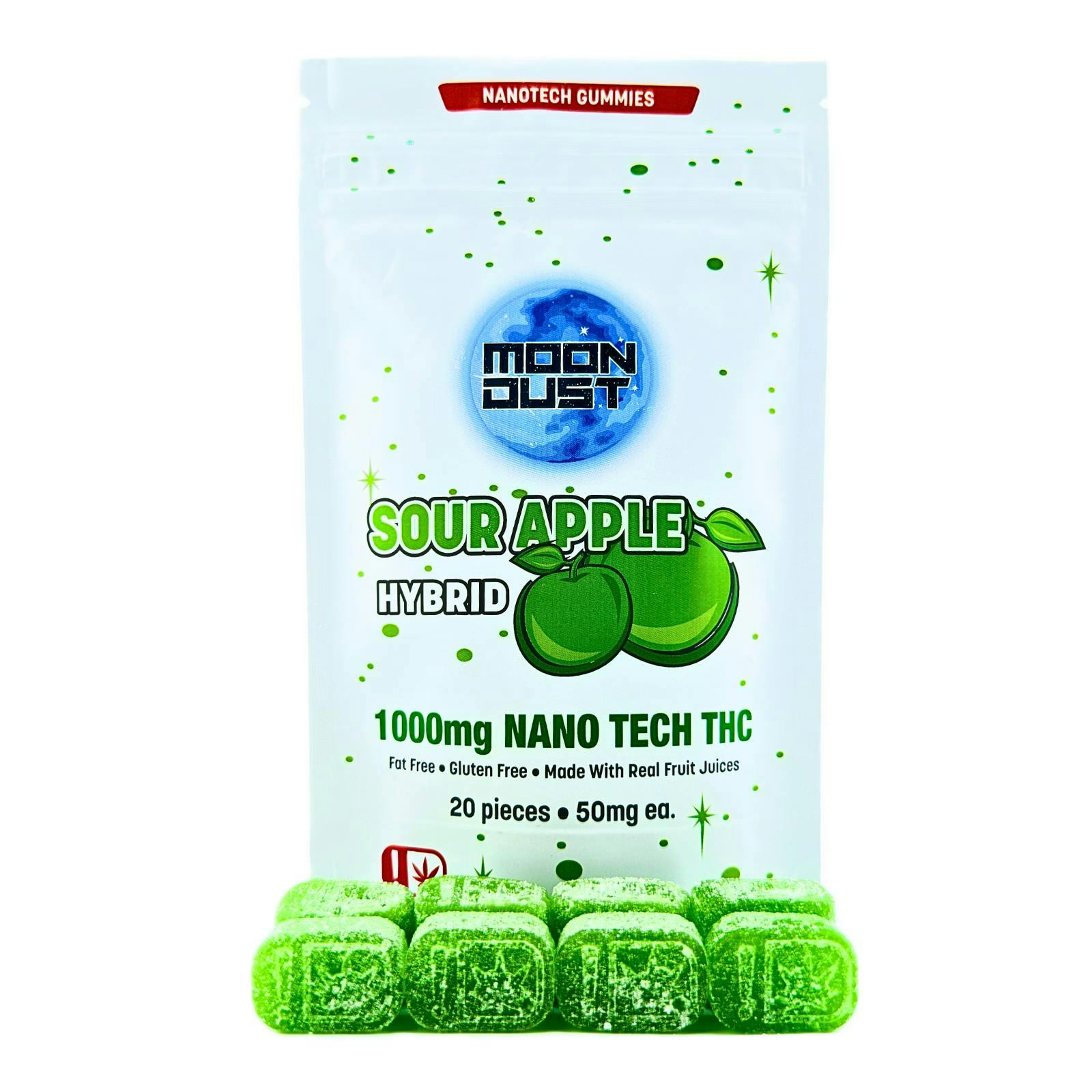 MOON DUST - Moon Dust | Sour Apple Nano Gummies | 1000mg | 20ct | 50mg/ea - 1