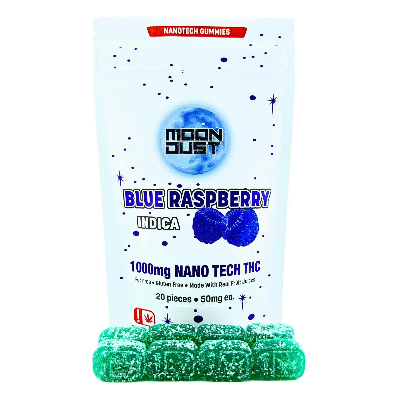 MOON DUST - Moon Dust | Blue Raspberry Nano Gummies | 1000mg | 20ct | 50mg/ea - 1