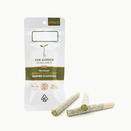 Raw Garden - Wave Rider RLR™ Crushed Diamonds Infused (3) 0.5g Joints - 1