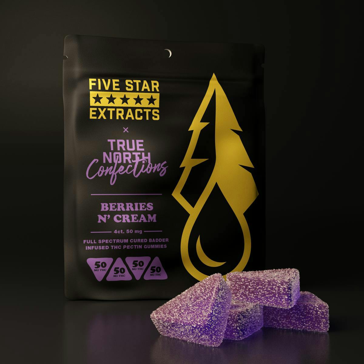 True North Collective MI - True North x Five Star | Berries N Cream Gummies | 200mg | 4ct | 50mg/ea - 1