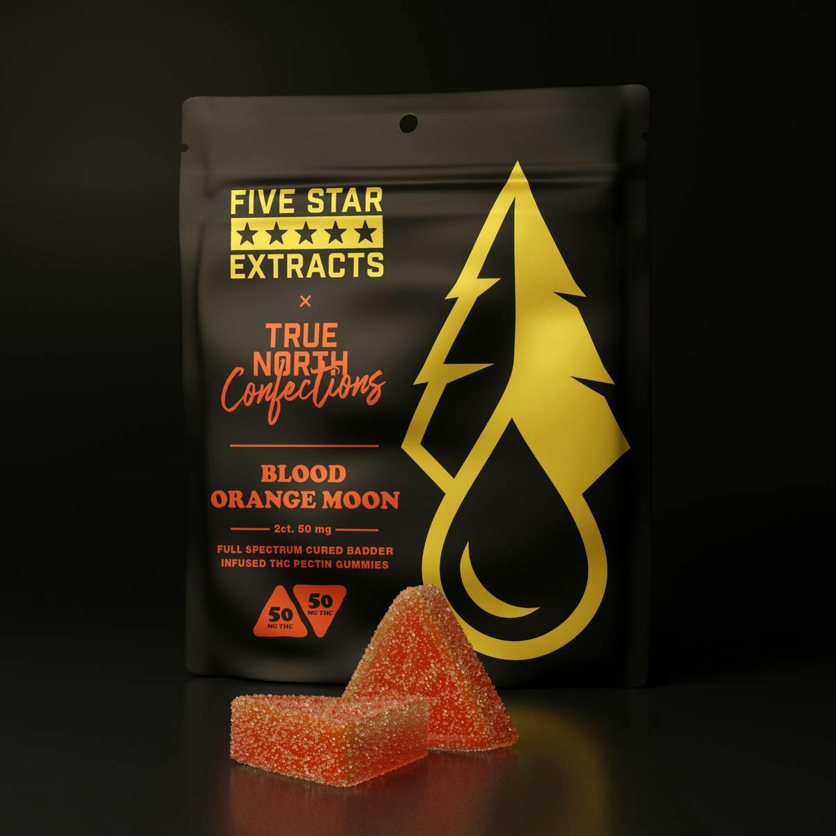 True North Collective MI - True North x Five Star | Blood Orange Moon Gummies | 100mg | 2ct | 50mg/ea - 1