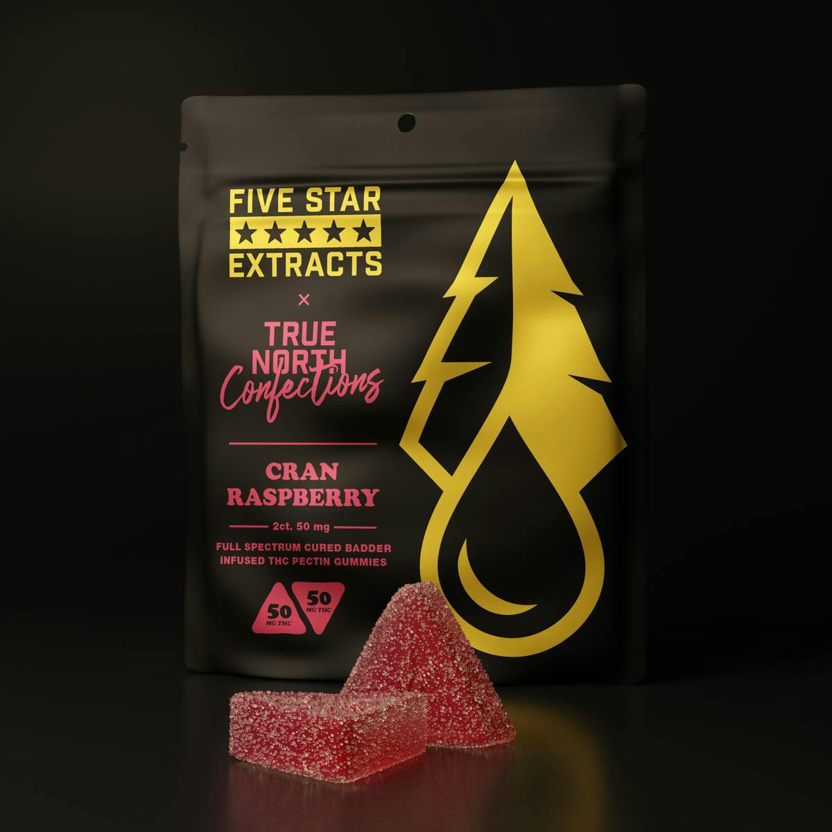 True North Collective MI - True North x Five Star | Cran Raspberry Gummies | 100mg | 2ct | 50mg/ea - 1
