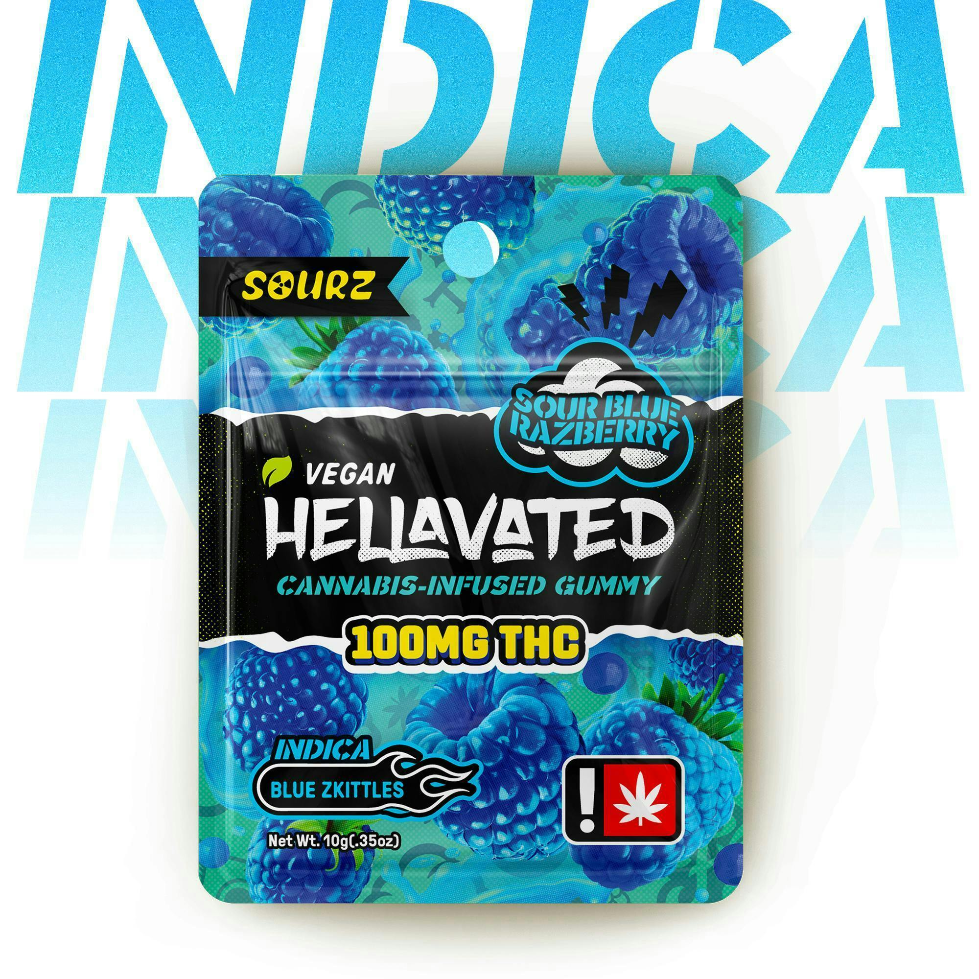 Hellavated - Sour Blue Razberry (1pc) Sour Gummiez 100mg - 1
