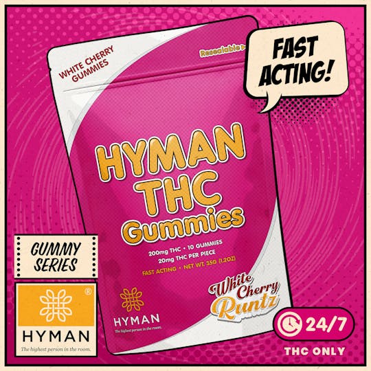 HYMAN - White Cherry Runtz | ALL DAY • Fast Acting 200mg Gummies | HYMAN | MED - 1