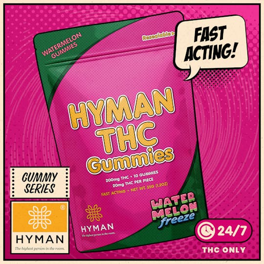 HYMAN - WaterMelon Freeze | ALL DAY • Fast Acting 200mg Gummies | HYMAN | REC - 1
