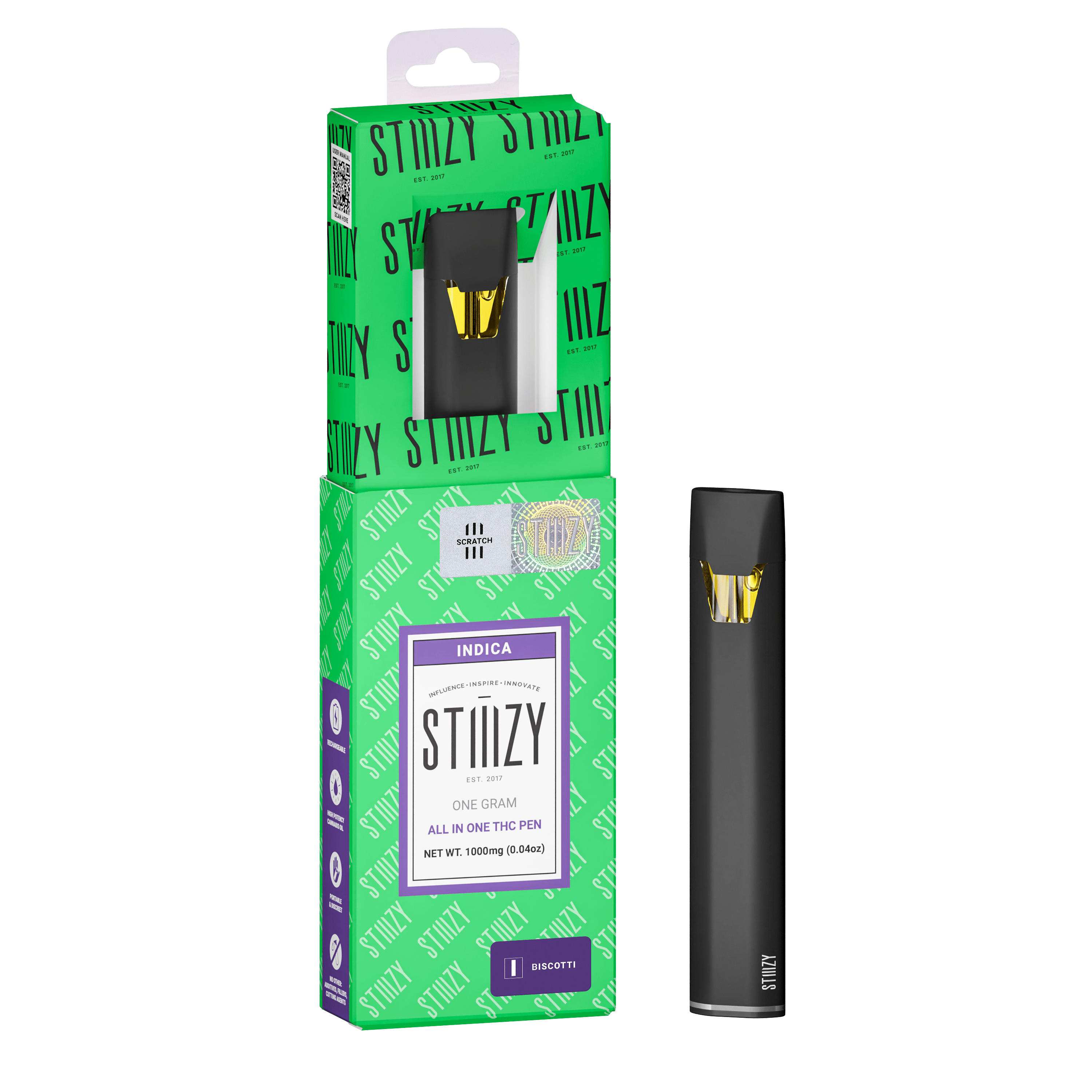STIIIZY - Disposable - BISCOTTI - ALL-IN-ONE 1G THC PEN - IL - 1