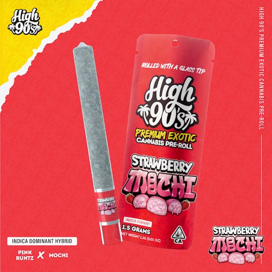 HIGH 90s - High 90s : Strawberry Mochi 1.5g High Roller Pre-Roll - 1