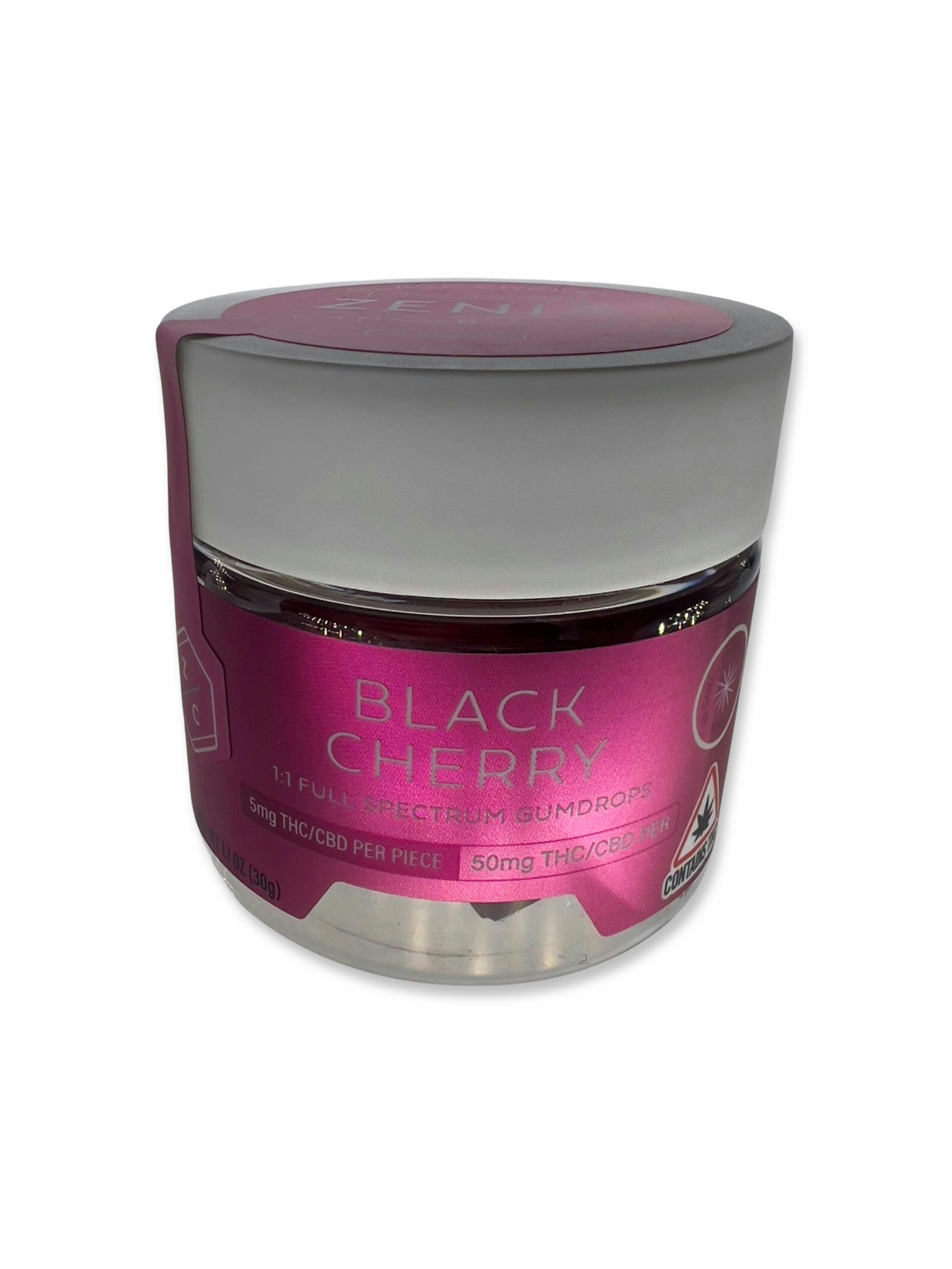 Indico - 5mg Black Cherry 1:1 CBD : THC Gummies - Zenia Cannabis Co. - 1
