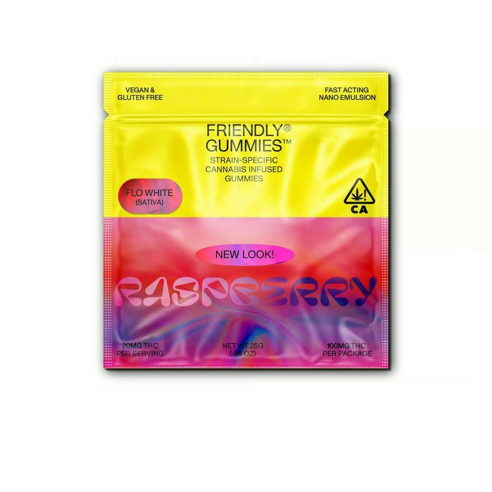 Friendly Brand - Friendly Brand | Rasberry x Flo White Gummies | 100mg | 5ct | 20mg/ea - 1