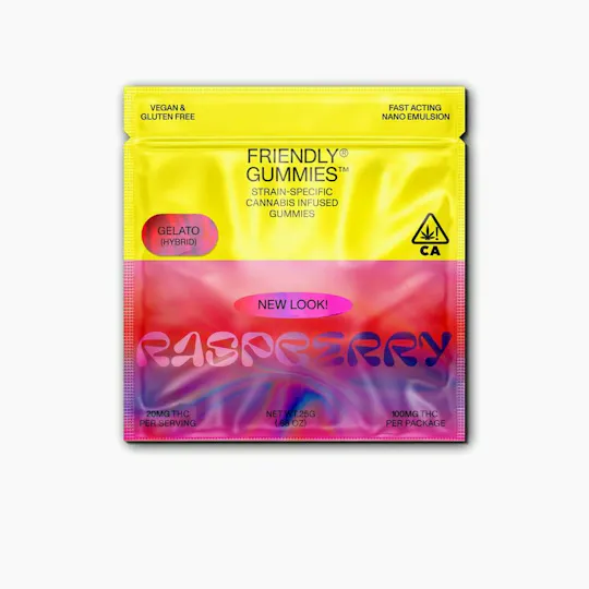 Friendly Brand - Friendly Brand | Rasberry x Gelato Gummies | 100mg | 5ct | 20mg/ea - 1