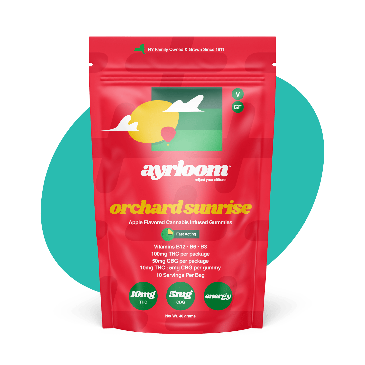 ayrloom - ayrloom | Apple "Orchard Sunrise" | 2:1 | 10MG THC : 5MG CBG | 10 Pack - 1