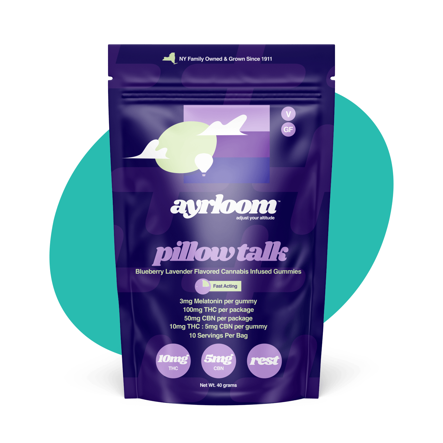 ayrloom - ayrloom | Blueberry Lavender "Pillow Talk" | 2:1 | 10MG THC:5MG CBN | 10pk - 1