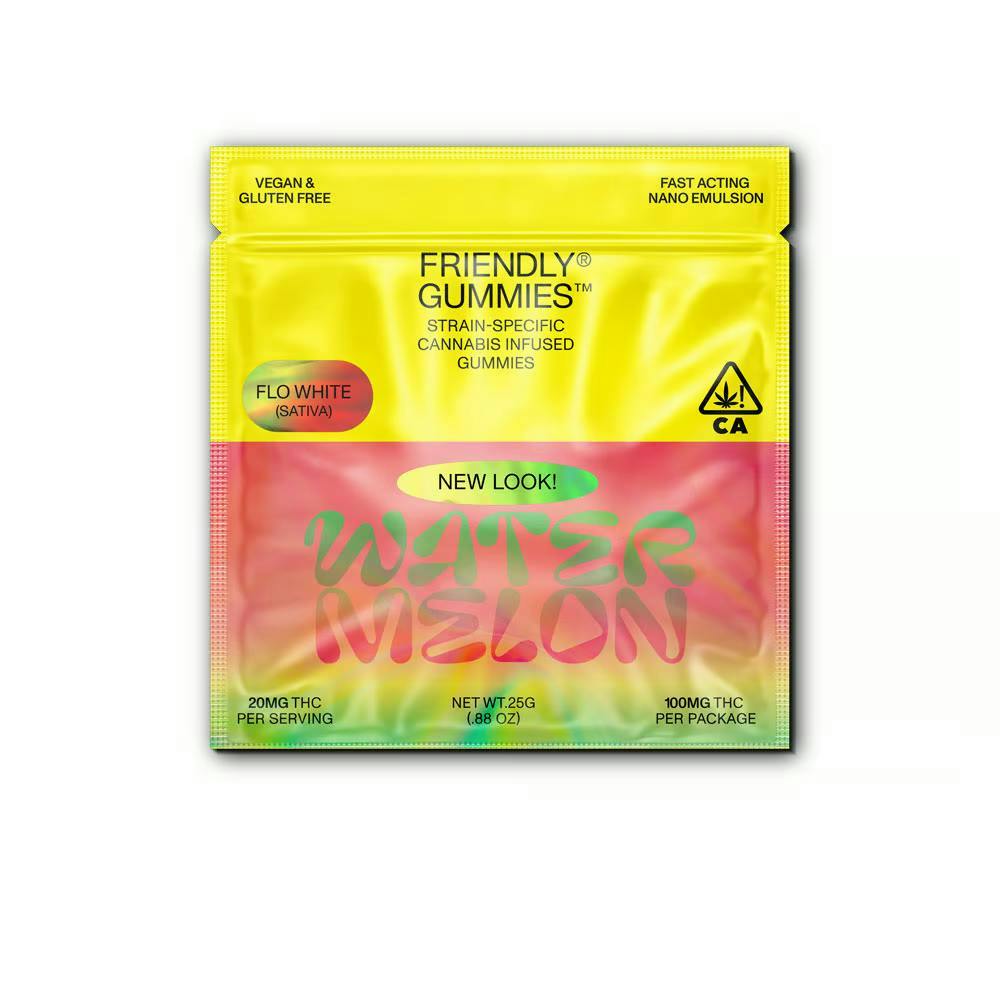 Friendly Brand - Friendly Brand | Watermelon x Flo White Gummies | 100mg | 5ct | 20mg/ea - 1