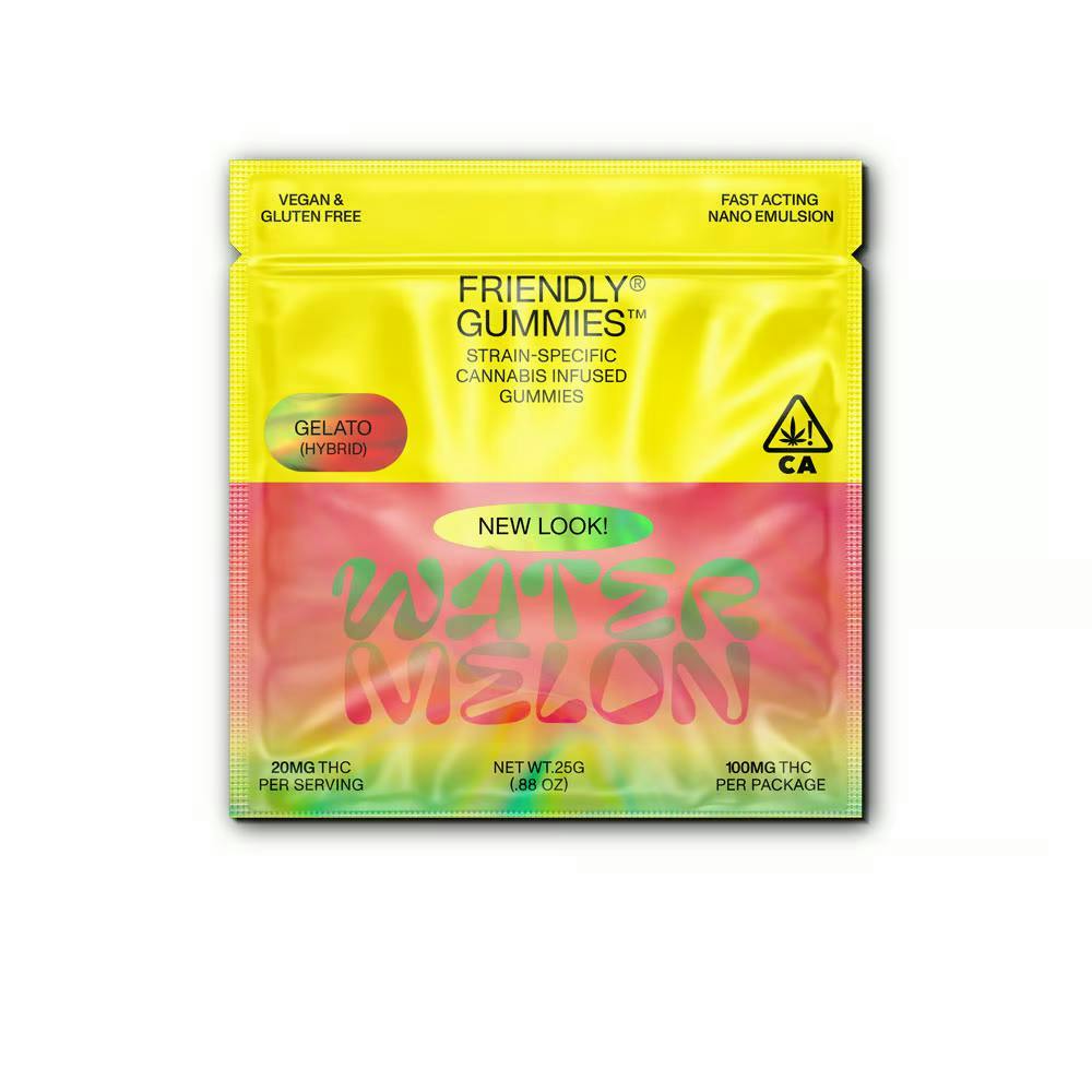 Friendly Brand - Friendly Brand | Watermelon x Gelato Gummies | 100mg | 5ct | 20mg/ea - 1