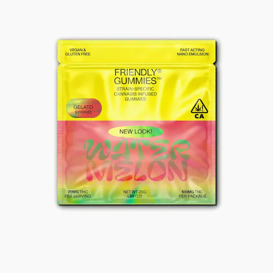 Friendly Brand - Friendly Brand | Watermelon x Gelato Gummies | 100mg | 5ct | 20mg/ea - 1