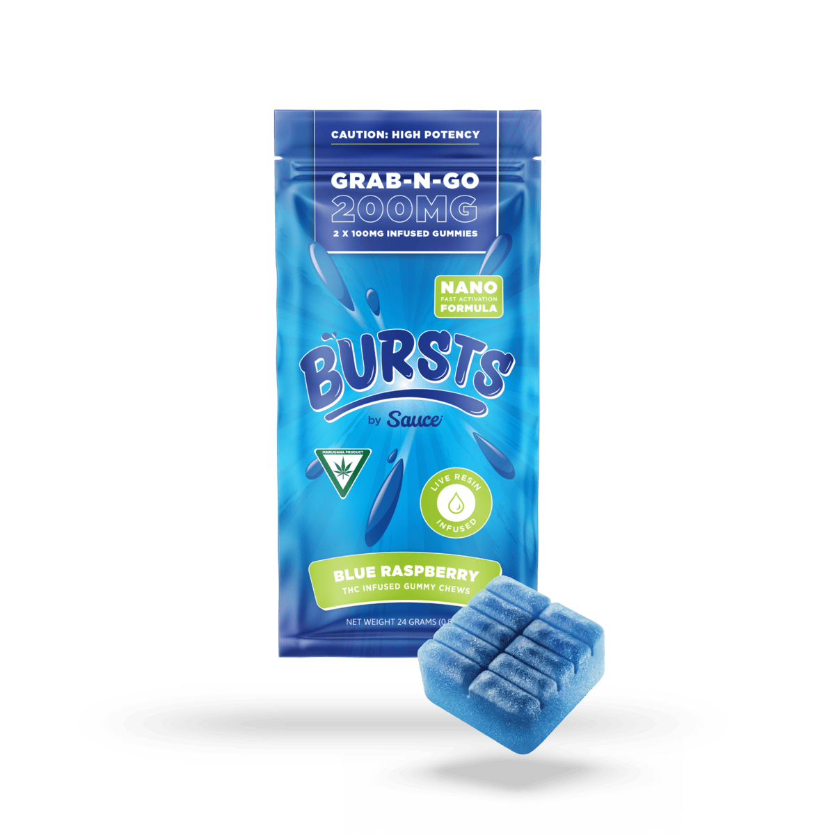 Sauce. - Sauce | Bursts | Blue Raspberry | Live Resin Gummies | 200mg - 1