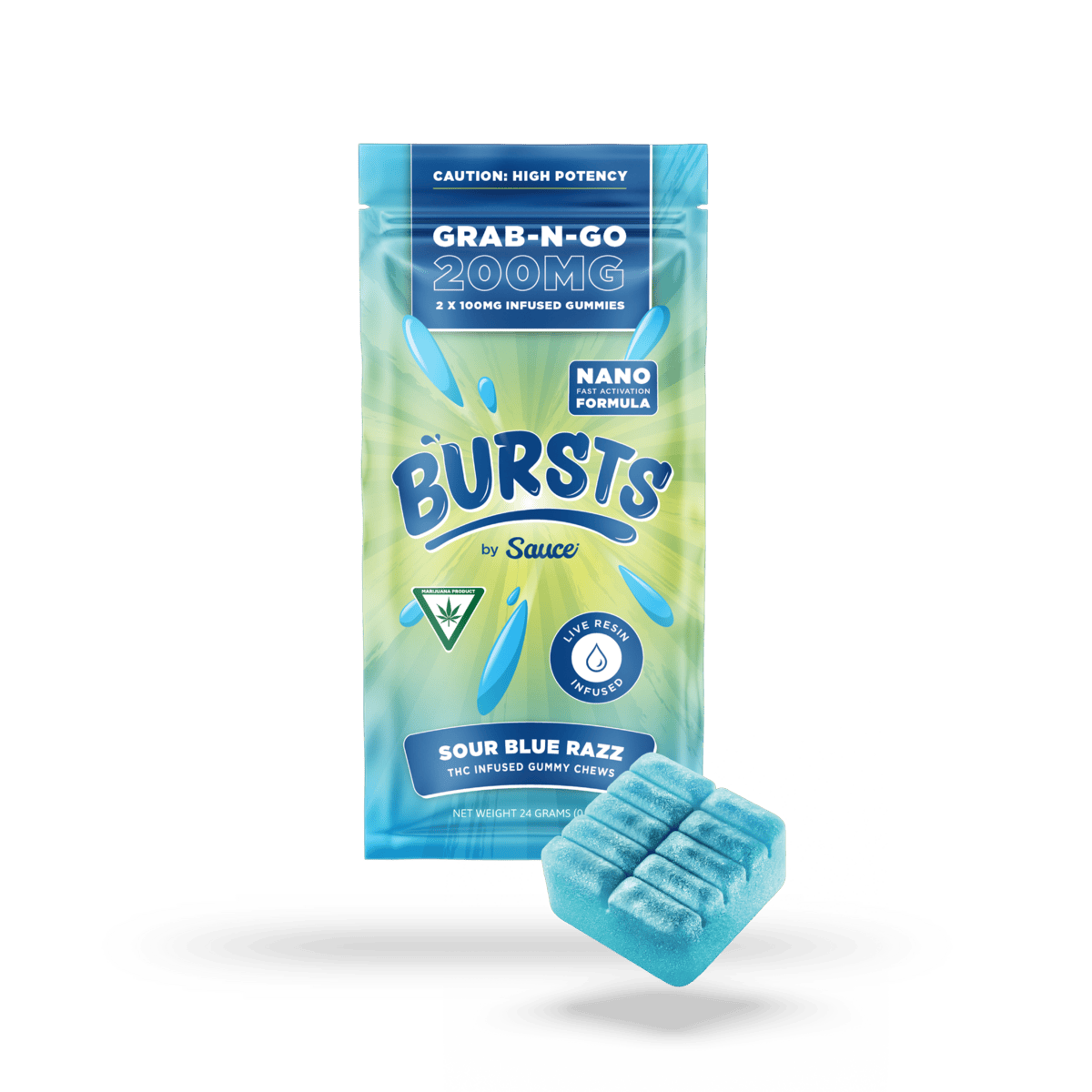 Sauce. - Sauce | Bursts | Sour Blue Razz | Live Resin Gummies | 200mg - 1