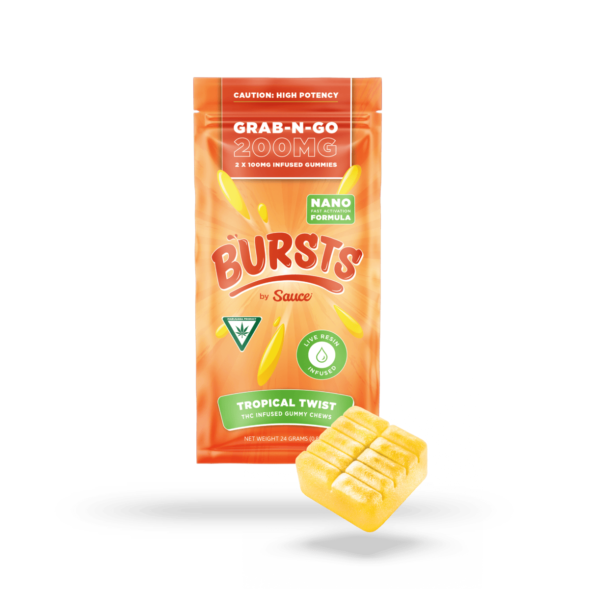 Sauce. - Sauce | Bursts | Tropical Twist | Live Resin Gummies | 200mg - 1
