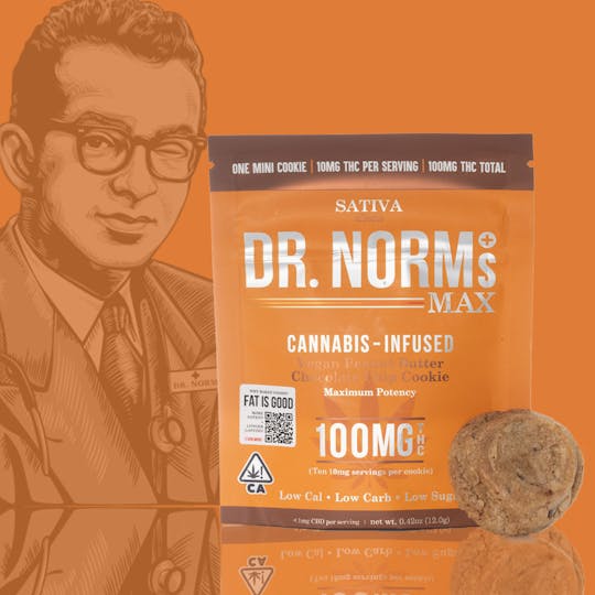 Dr. Norm's - Vegan Peanut Butter Chocolate Chip 100mg MAX Cookie - SATIVA - 1