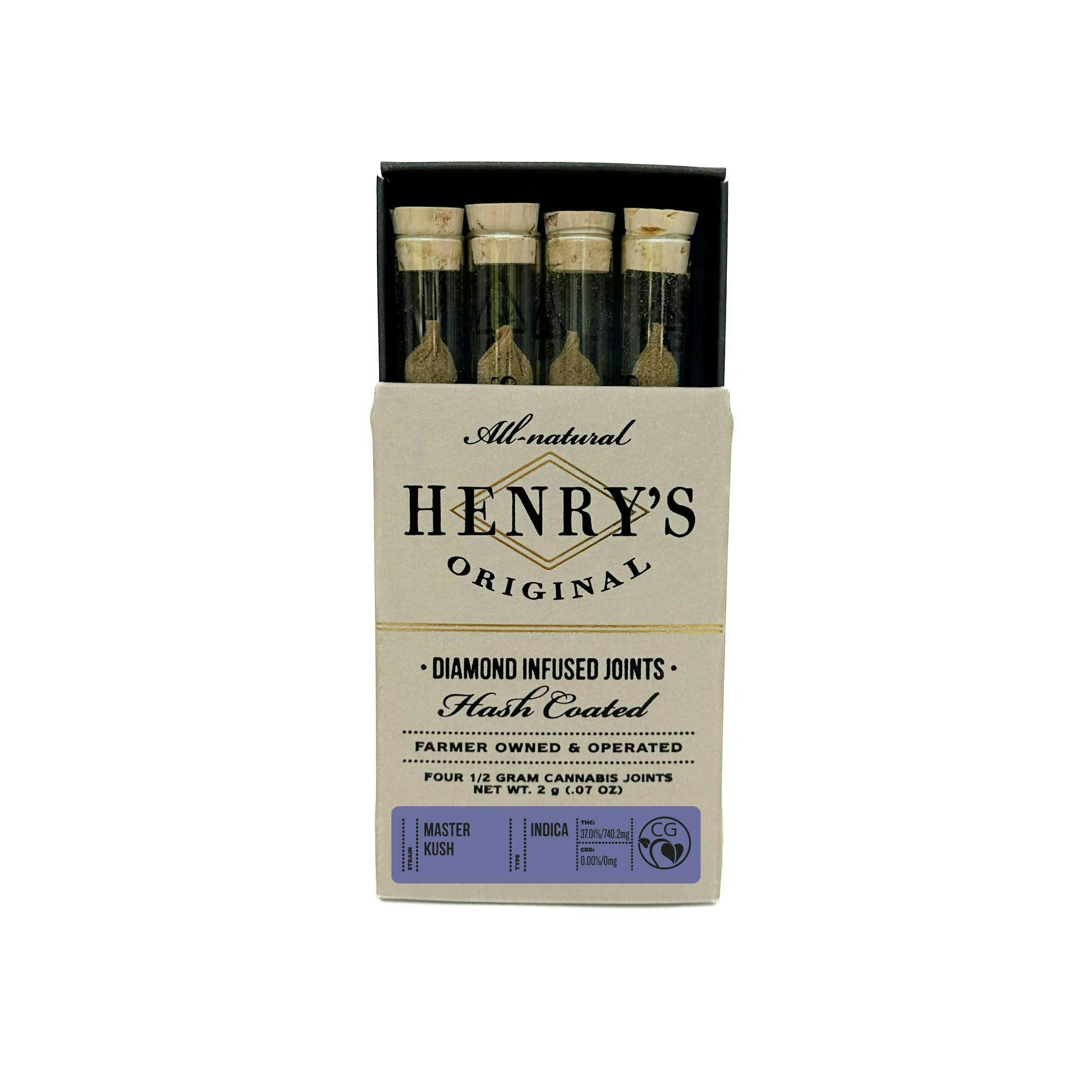 Henry's Original - Henry's Original | Master Kush | Infused Joints | 0.5g each | 4pk - 1