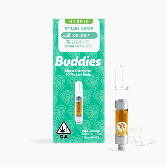 Buddies Brand - Live Resin Blue Diesel 1g Vape Cart (H) - 1